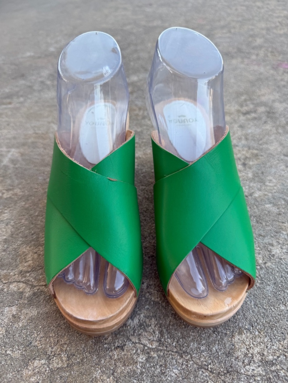 Sabot YouYou Green Leather Mules Clogs Designer Platform Heels Women’s EU 36 - Picture 4 of 16